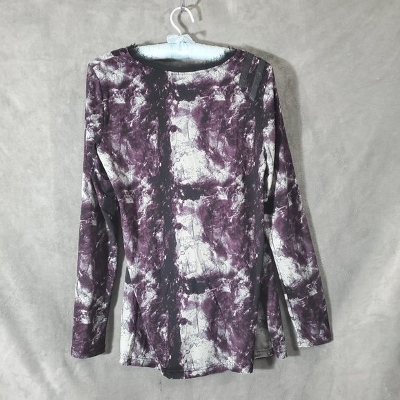 Simply Vera Multi-colored Long Sleeved Draped Top Purple and Black Size M - Picture 2 of 12